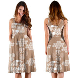 Beautiful Hexagon Japanese  Pattern Sleeveless Midi Dress
