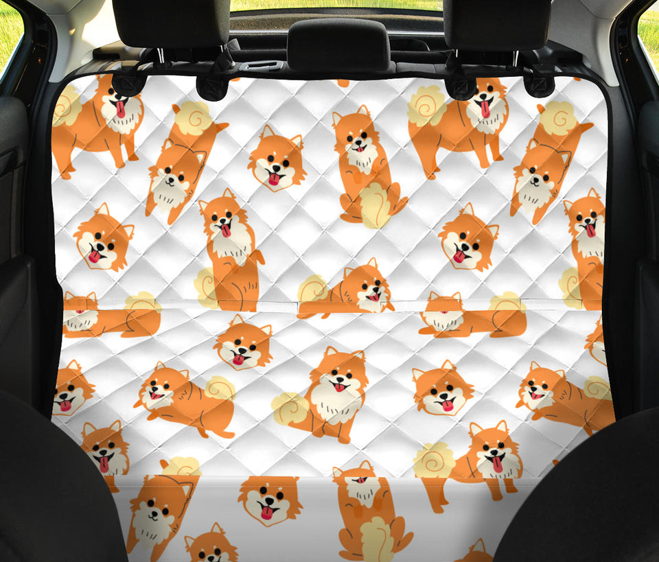 Brown Pomeranian Pattern Dog Car Seat Covers
