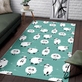 Cute Sheep Green Background Area Rug