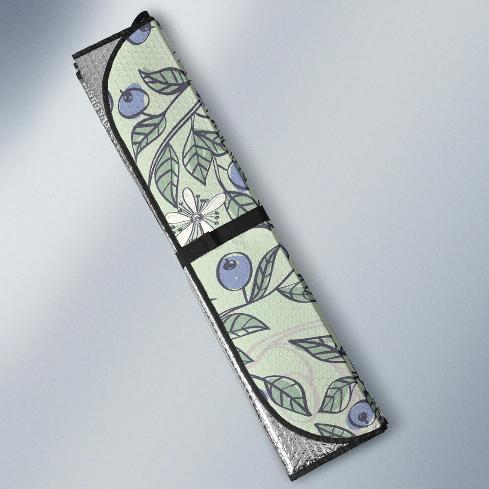 Hand Drawn Blueberry Pattern Car Sun Shade
