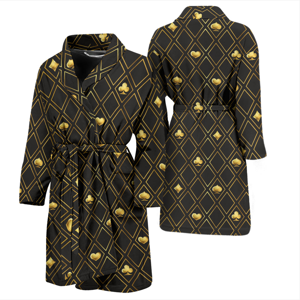 Casino Cards Suits Pattern Print Design 01 Men's Bathrobe