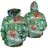 Heliconia Palm And Monstera  Leaves Pattern Zip Up Hoodie