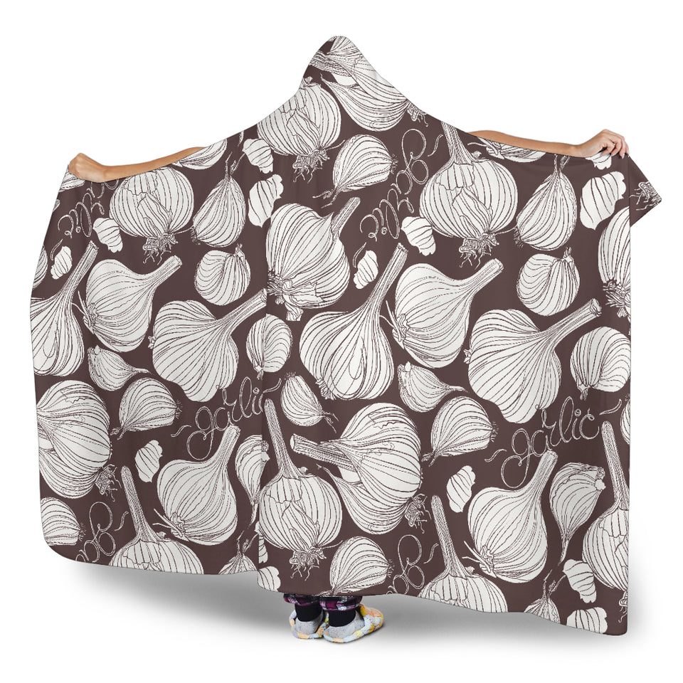 Garlic Bulb Dark Background Hooded Blanket