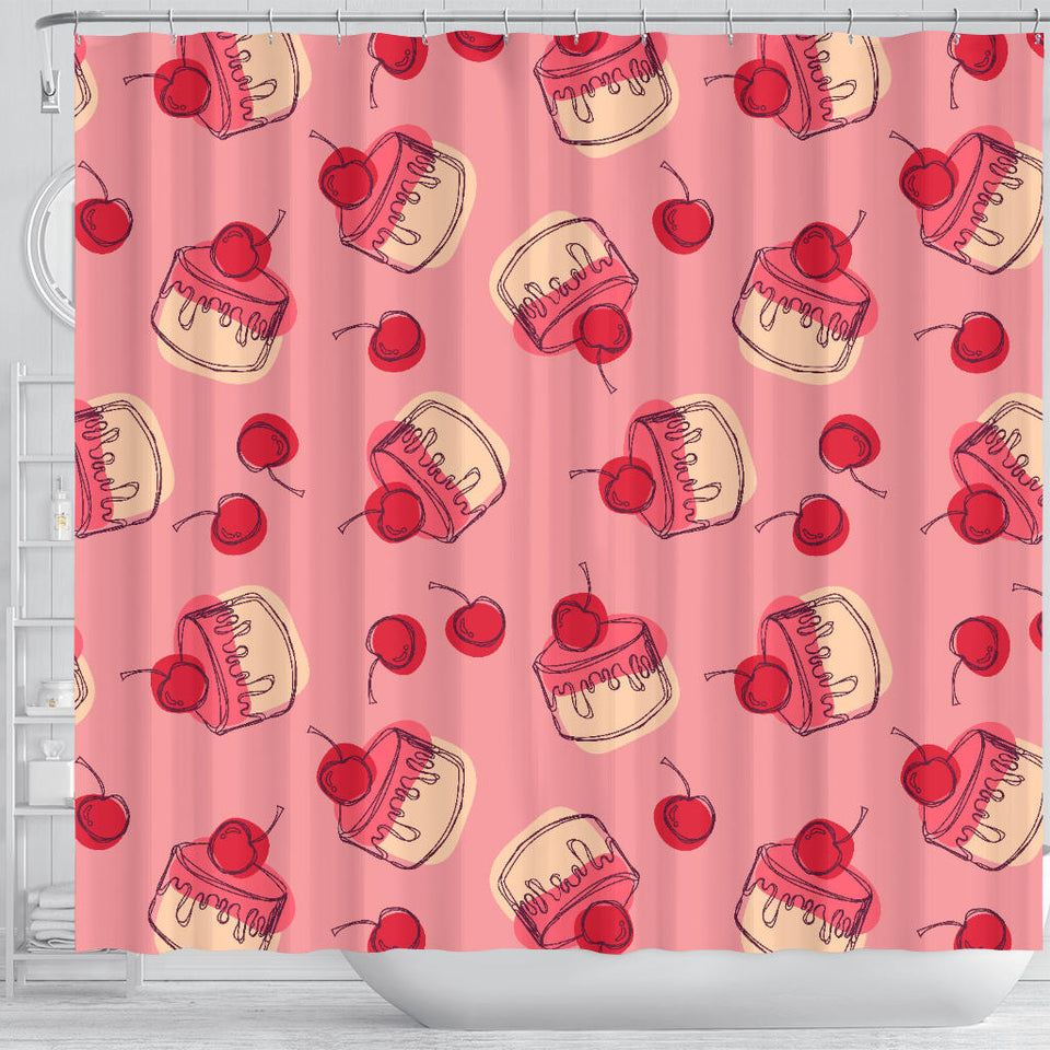 Cake Cherry Pattern Shower Curtain Fulfilled In US