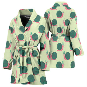 Snail Pattern Print Design 04 Women's Bathrobe