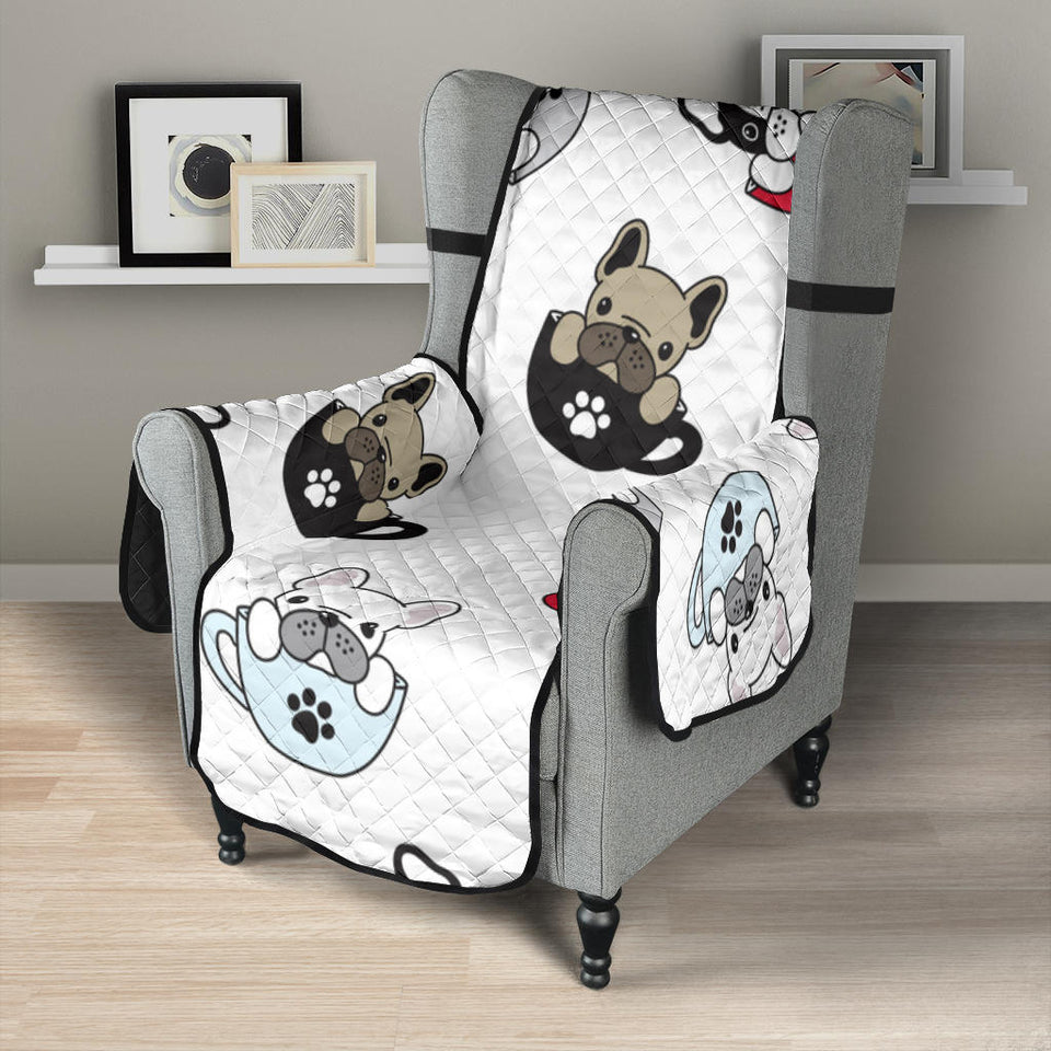 French bulldog cup paw pattern Chair Cover Protector