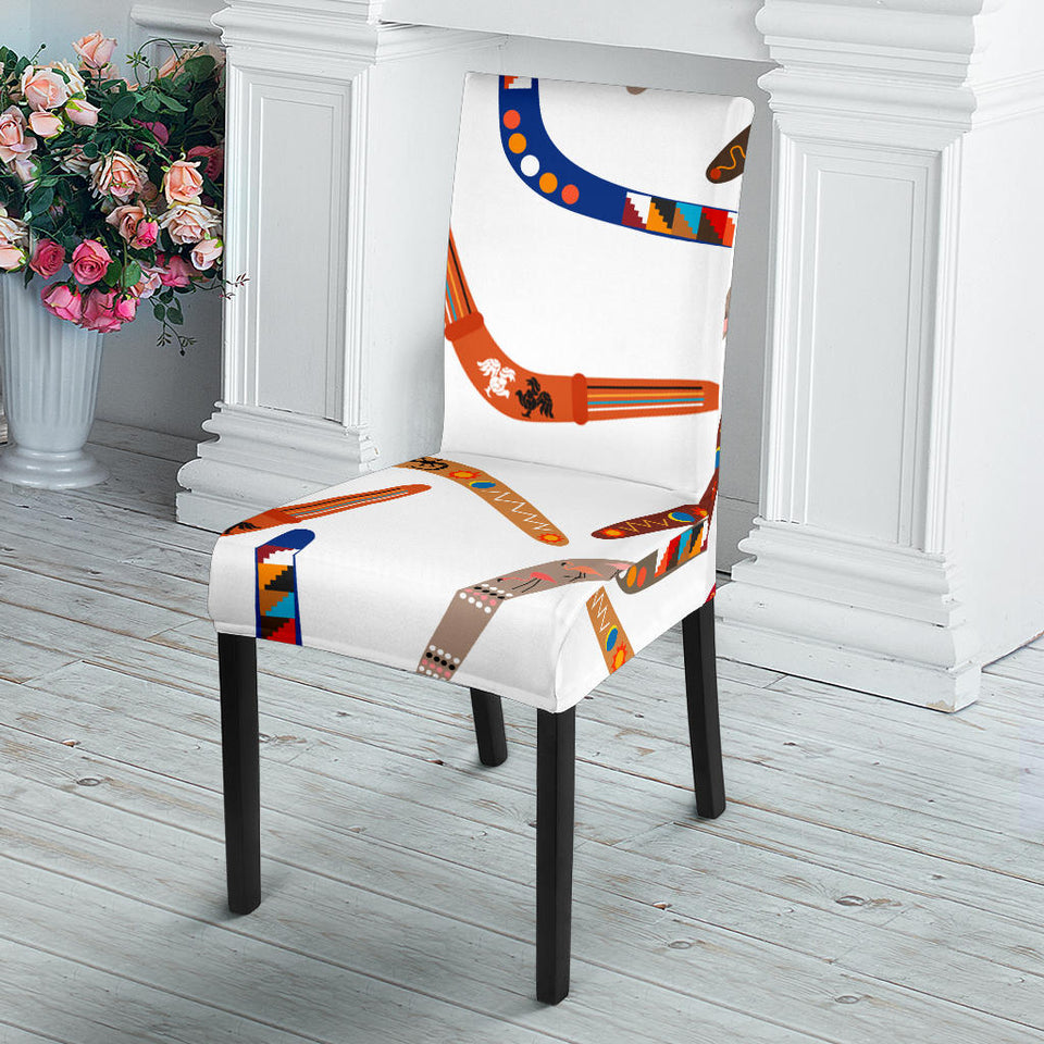Boomerang Australian Aboriginal Ornament Pattern Dining Chair Slipcover
