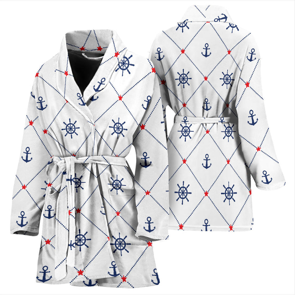 Anchor Rudder Nautical Design Pattern Women'S Bathrobe