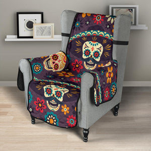 Sugar skulls flower maxican pattern Chair Cover Protector