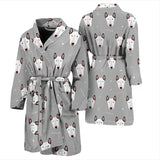 Bull Terrier Pattern Print Design 05 Men's Bathrobe