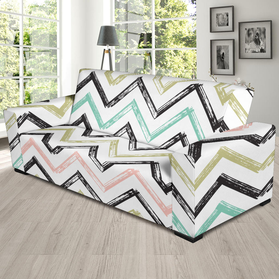 Zigzag  Chevron Paint Pattern Sofa Slipcover