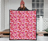 Lips Pattern Print Design 01 Premium Quilt