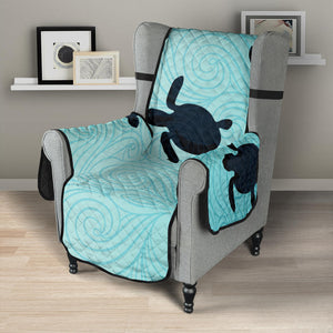 Sea turtle with blue ocean backgroud Chair Cover Protector