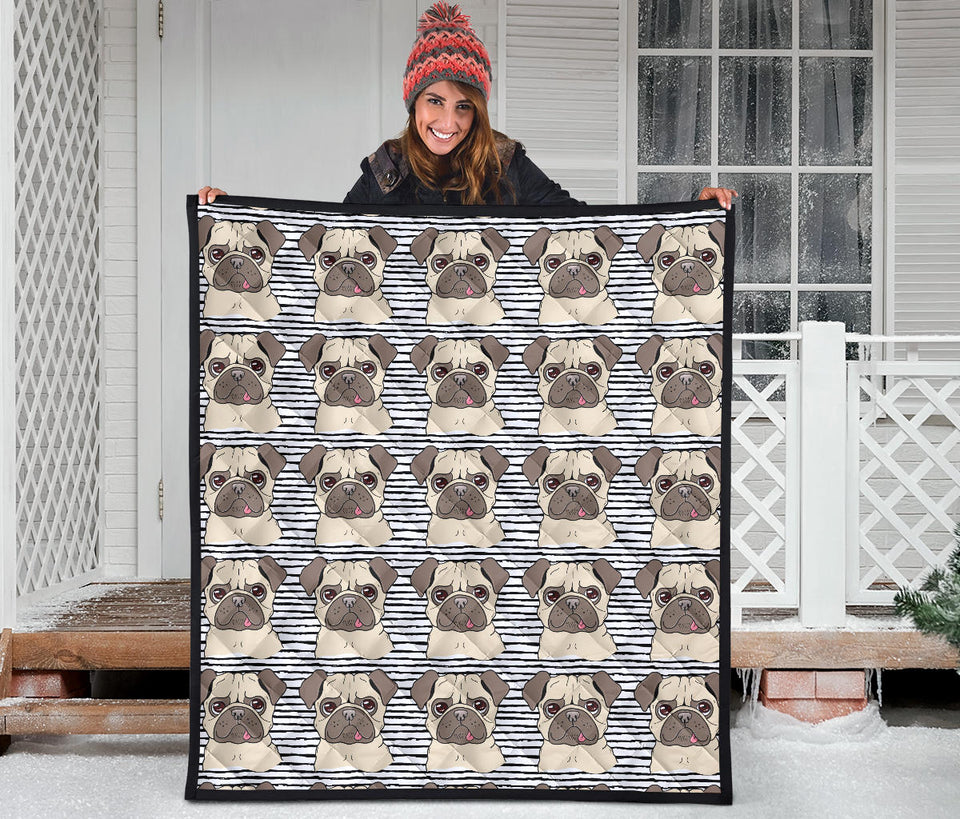 Happy Pug Pattern Premium Quilt