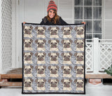 Happy Pug Pattern Premium Quilt