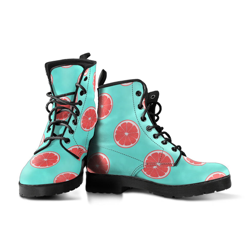 Grapefruit Green Background Leather Boots