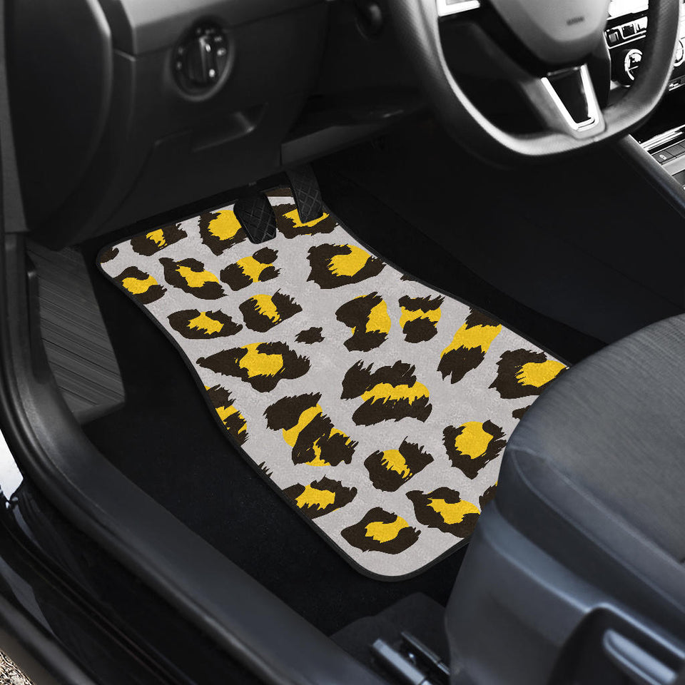 Gray Leopard Print Pattern Front And Back Car Mats
