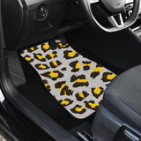 Gray Leopard Print Pattern Front And Back Car Mats