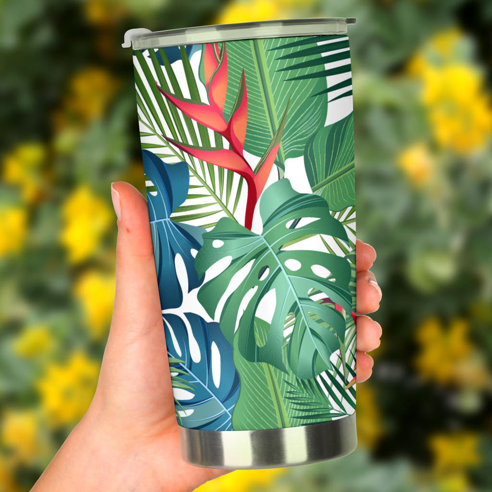 Heliconia Palm And Monstera  Leaves Pattern Tumbler
