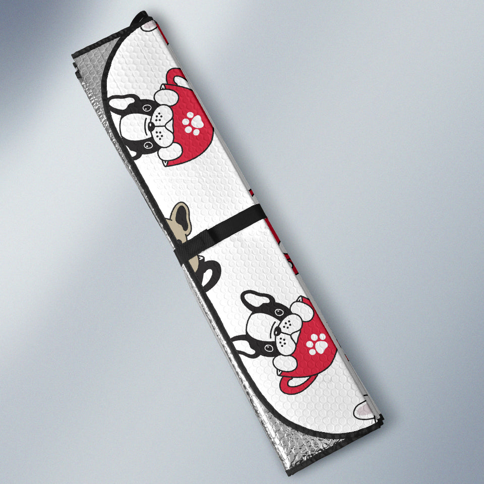 French Bulldog Cup Paw Pattern Car Sun Shade