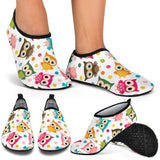 Color Cute Owl Pattern Aqua Shoes