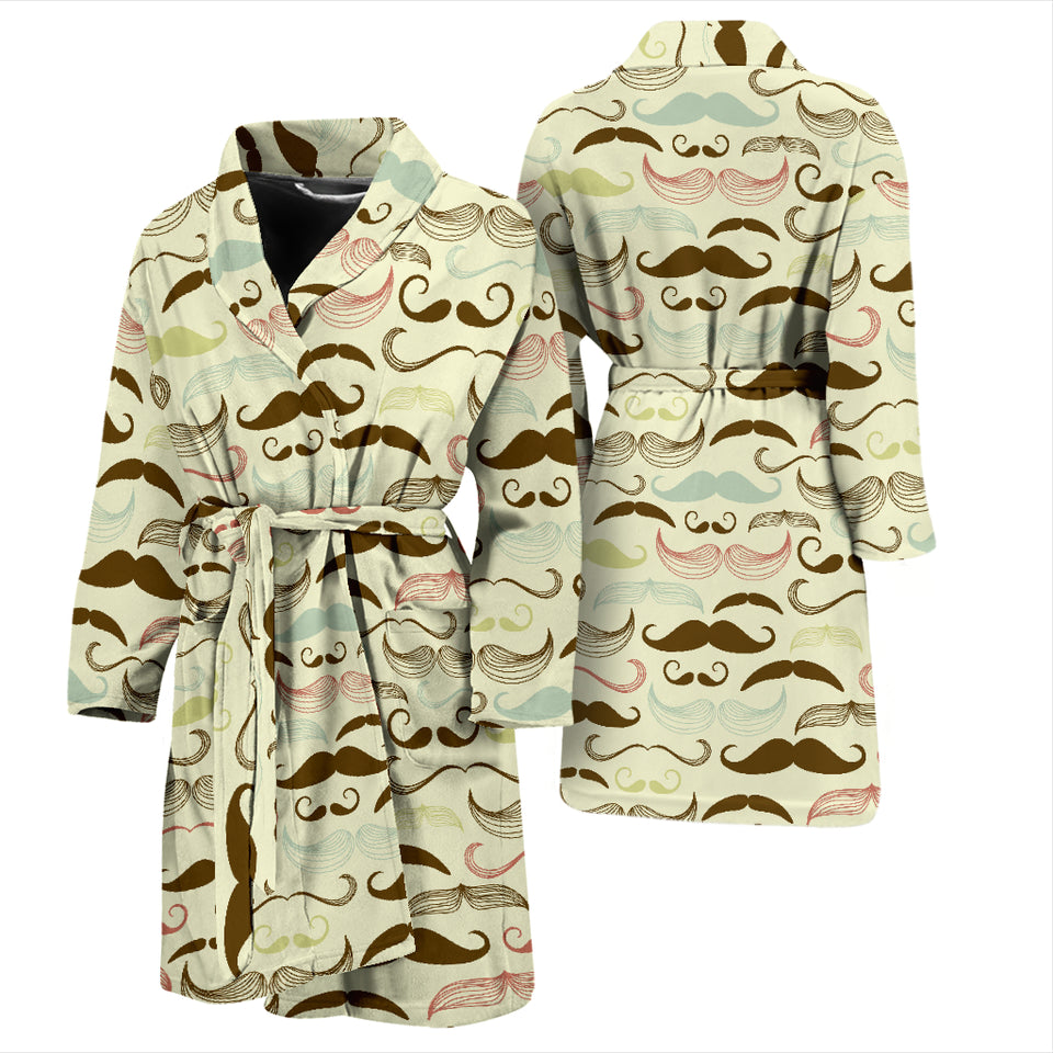 Mustache Beard Pattern Print Design 01 Men's Bathrobe