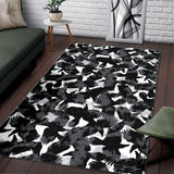 Crow Illustration Pattern Area Rug
