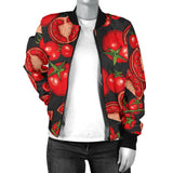 Tomato Black Background Women'S Bomber Jacket