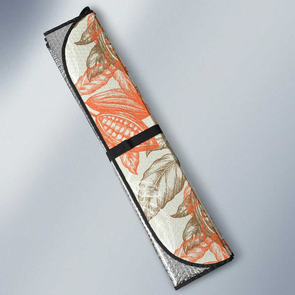 Cocoa Beans Cocoa Tree Pattern Car Sun Shade