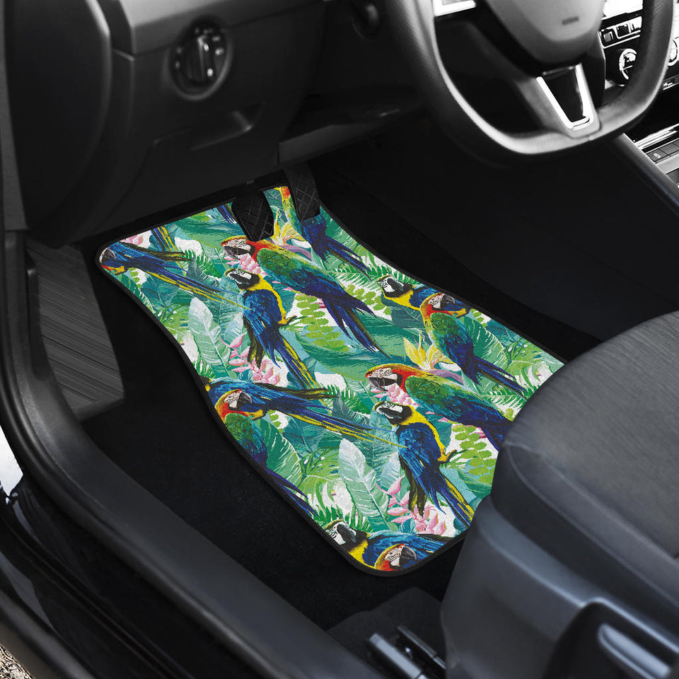 Colorful Parrot Exotic Flower Leaves Front And Back Car Mats