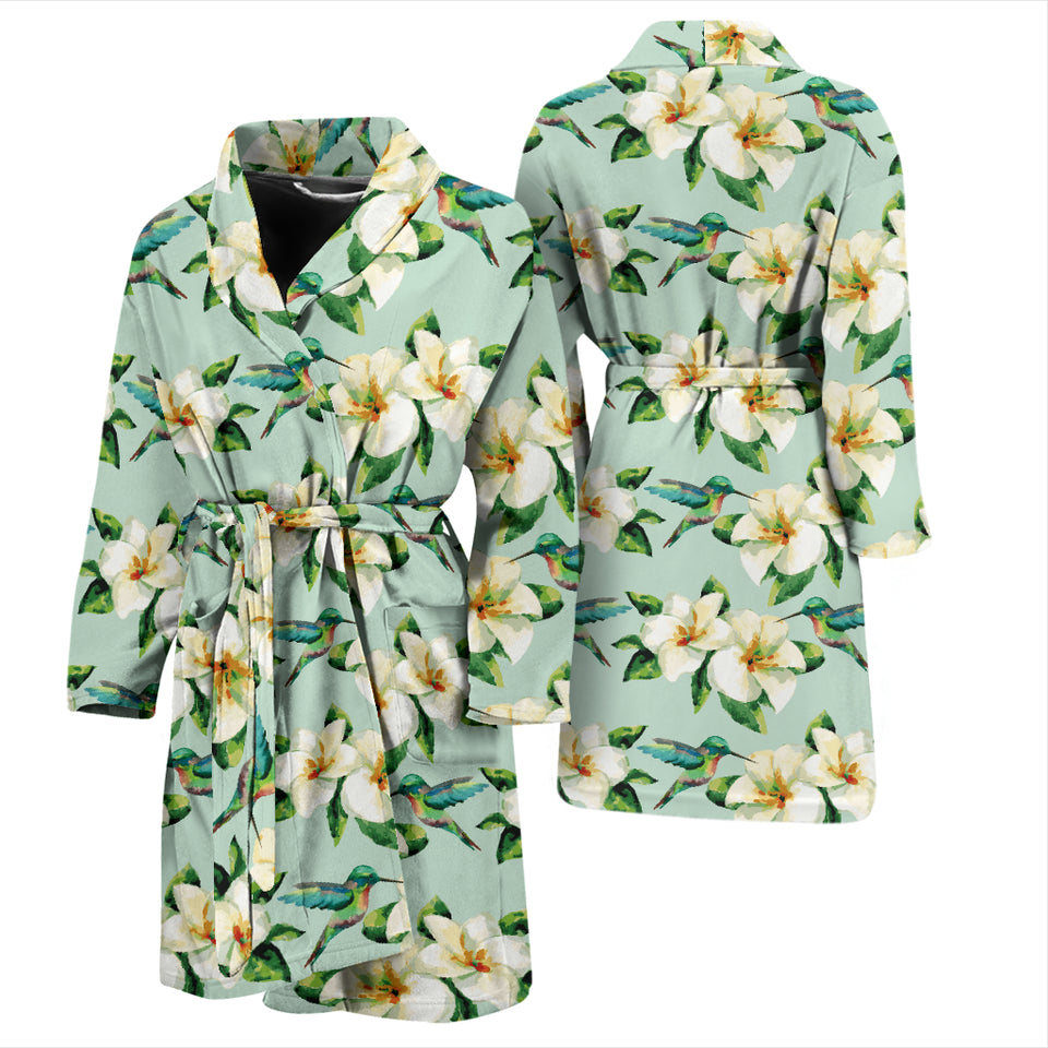 Hummingbird Pattern Print Design 01 Men's Bathrobe