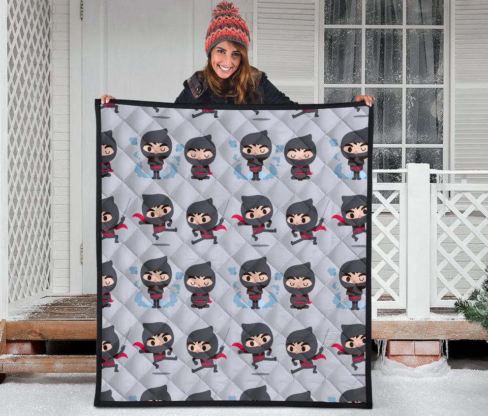 Cute Ninja Pattern Premium Quilt