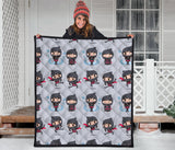 Cute Ninja Pattern Premium Quilt