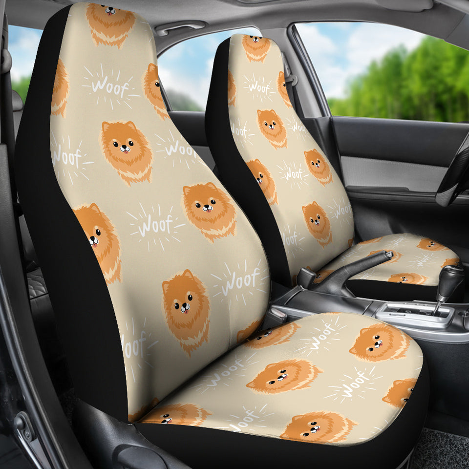 Cute Brown Pomeranian Puppy   Universal Fit Car Seat Covers