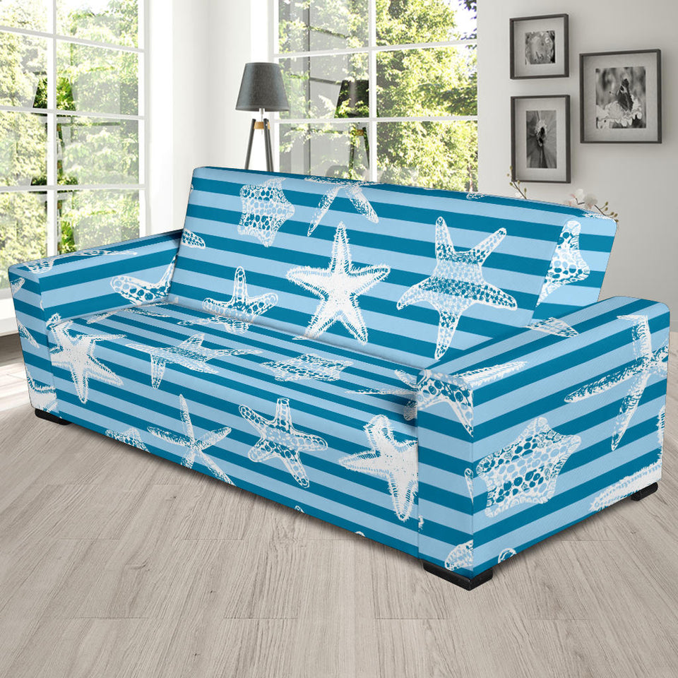 Starfish Blue Blackground Sofa Slipcover
