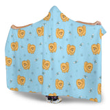 Brown Cute Pomeranian Blue Blackground Hooded Blanket