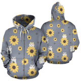 Cute Hamster Sunflower Pattern Background Zip Up Hoodie