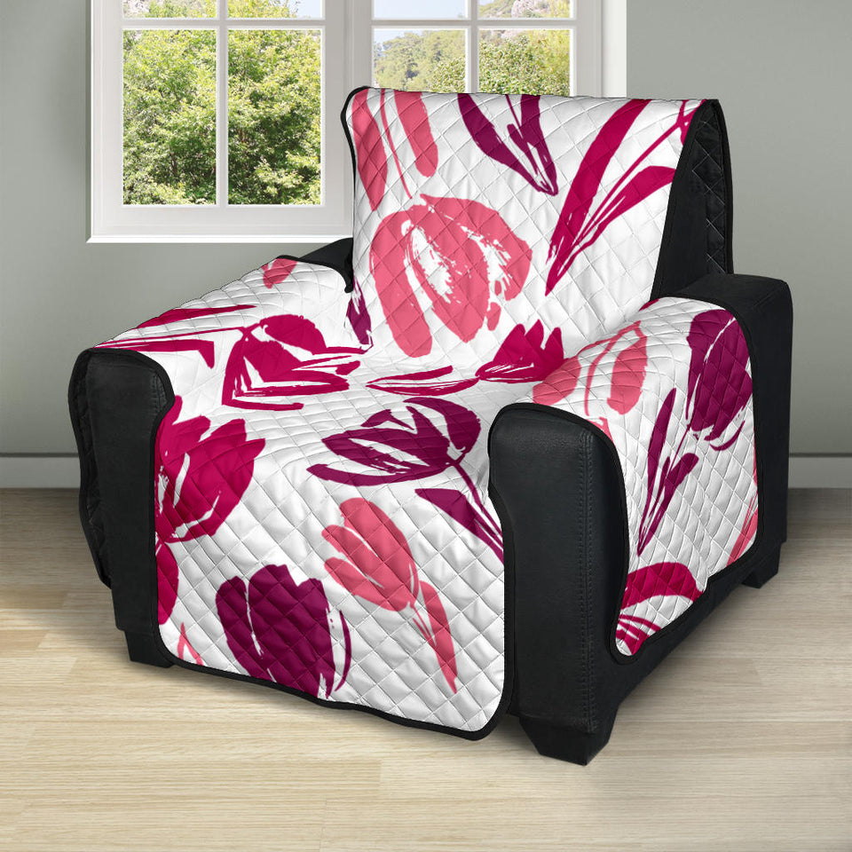 pink sketch tulip pattern Recliner Cover Protector
