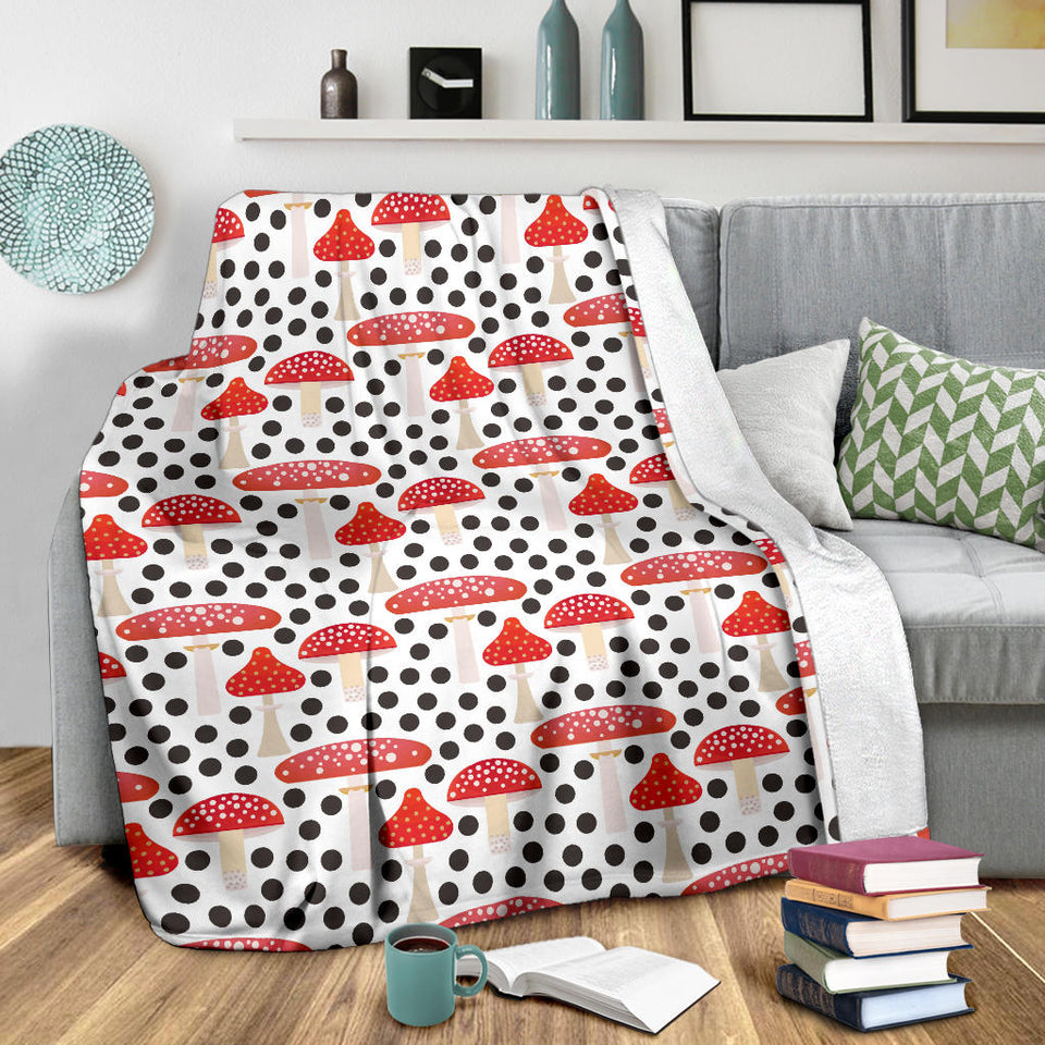 Red Mushroom Dot Pattern Premium Blanket
