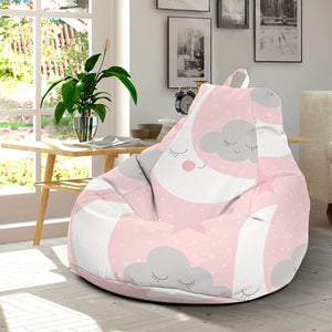 Cute Moon Cloud Star Pattern Pink Dot Background Bean Bag Cover