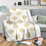Gold Ornamental Lotue Waterlily Symbol Pattern Premium Blanket