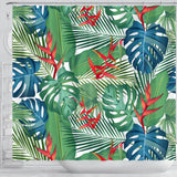 Heliconia Palm And Monstera  Leaves Pattern Shower Curtain Fulfilled In US
