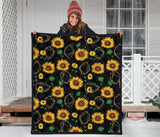Sunflower Golden Polygonal Shapes Premium Quilt