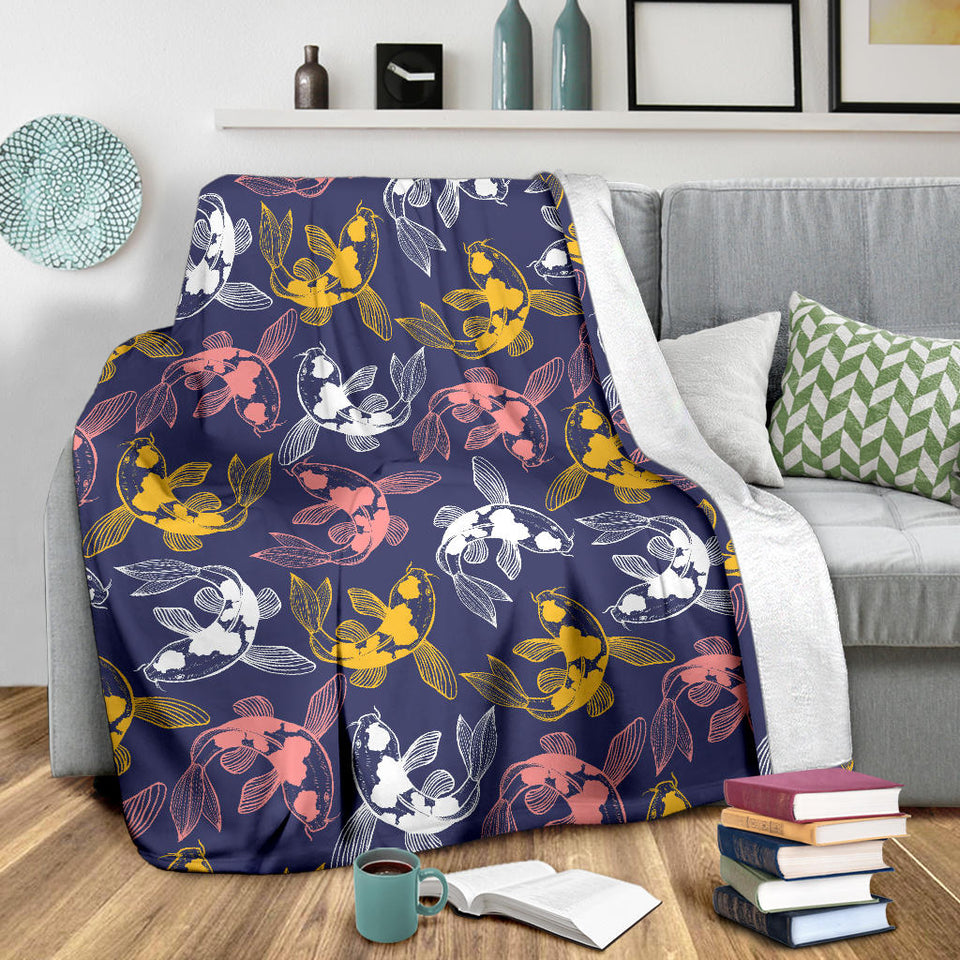 Koi Fish Carp Fish Pattern Premium Blanket