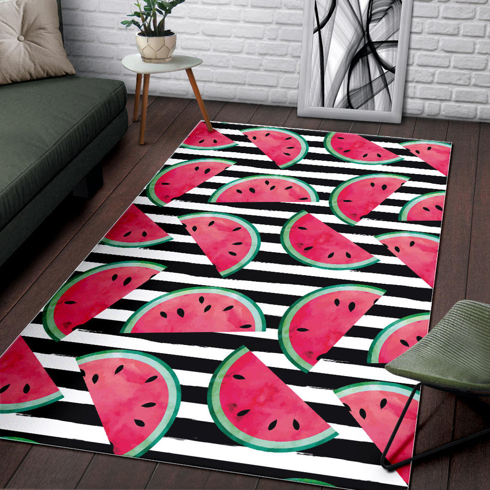 Watercolor Paint Textured Watermelon Pieces Area Rug
