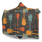 Electric Guitars Pattern Hooded Blanket