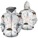 Polar Bears Star Poka Dot Pattern Zip Up Hoodie