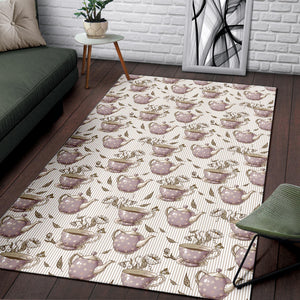 Tea Pots Pattern Print Design 03 Area Rug