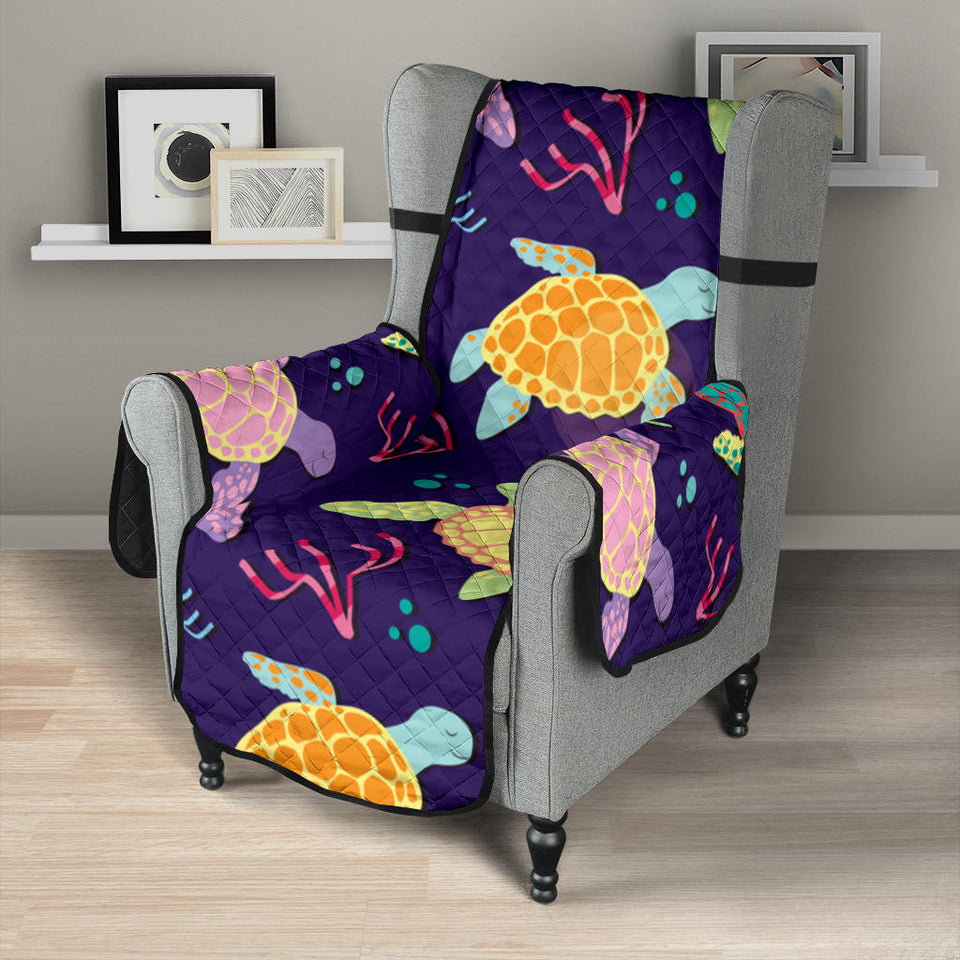 Colorful sea turtle pattern Chair Cover Protector