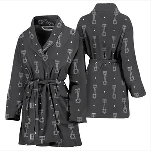 Engine Piston Black Background Pattern Print Design 02 Women's Bathrobe
